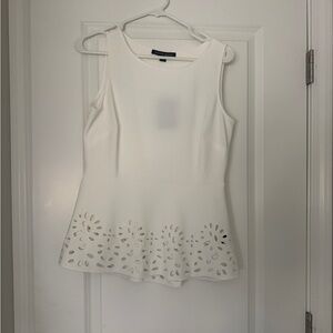 NWT Boston Proper White Sleeveless Top with Cutout Design